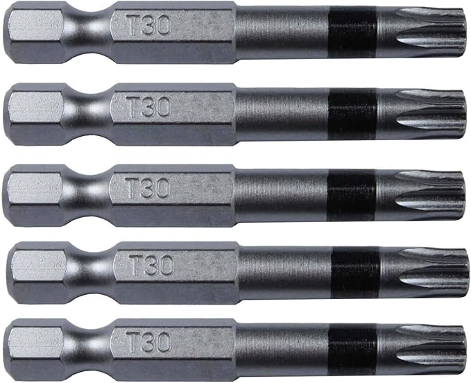 T30 Torx/Star Driver Bit - Color Coded 2" Torx/Star Drive Quick Change Shank Bit for Screws and Fasteners Requiring T30 Size Bits (5 Pack)