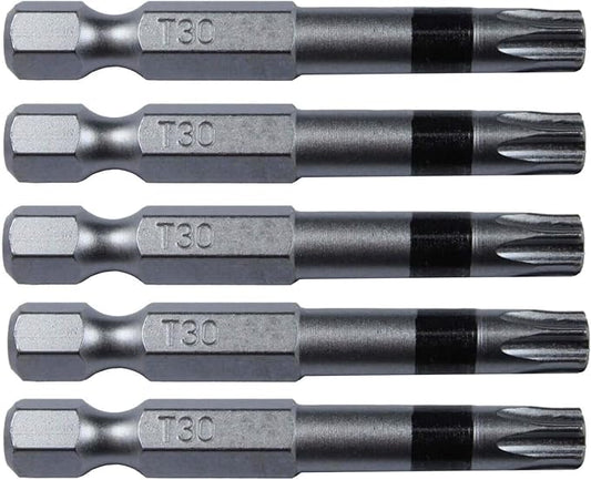 T30 Torx/Star Driver Bit - Color Coded 2" Torx/Star Drive Quick Change Shank Bit for Screws and Fasteners Requiring T30 Size Bits (5 Pack)