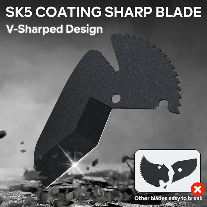 Kerry PVC Pipe Cutter with SK5 Blade, Outer Diameter Up to 2-1/2" Ratcheting Heavy-Duty PEX POLY PE PPR Plastic Hoses and Plumbing Tube Cutting Tool, Thicken Aluminum Body Efficient Extended Handle