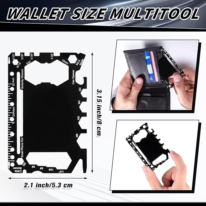 Cholemy 36 Pcs Credit Card Wallet Multitool 46 in 1 Metal Stainless Steel Survival Pocket Tool Bottle Opener Multipurpose Bulk for Husband Dad Men Christmas Birthday Gift, Black