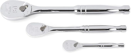 GEARWRENCH 3 Piece 1/4", 3/8" & 1/2" Drive 84 Tooth Full Polish Teardrop Ratchet Set - 81206A-07