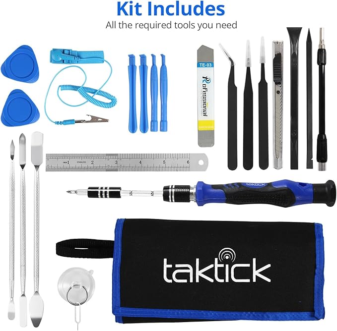 TackTik Precision Screwdriver Set TOOL KIT 80-Piece Multi-Bit Screwdriver with Multiple Bits, Magnetic Repair, Tweezers, Suction Cups, Cleaners for Computer, iPhone, Laptop, PC, Cell Phone,