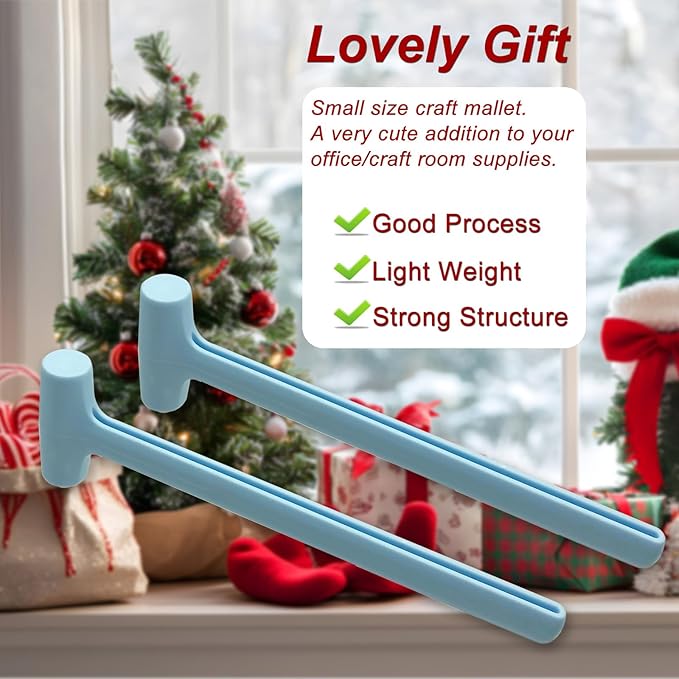 Small Hammer for Small Project, Lightweight Mallet, Little Size Hammer for Crafts, Watch, Jewelry, DIY, Leather, Blue, 2 Pcs