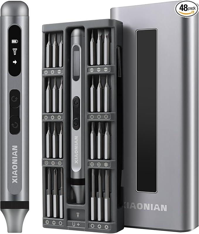 52 in 1 Electric Screwdriver Set,XIAONIAN 3.7V Mini Precision Screwdriver Set with 48 S2 Magnetic Bits,USB-C Charging Cable,LED Light,Small Repair Tool Kit for Phone,Watch,Eyeglasses,PC,Camera,Laptop