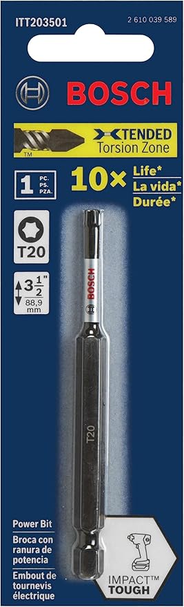 BOSCH ITT2035B 10-Pack 3-1/2 In. Torx #20 Impact Tough Screwdriving Power Bits