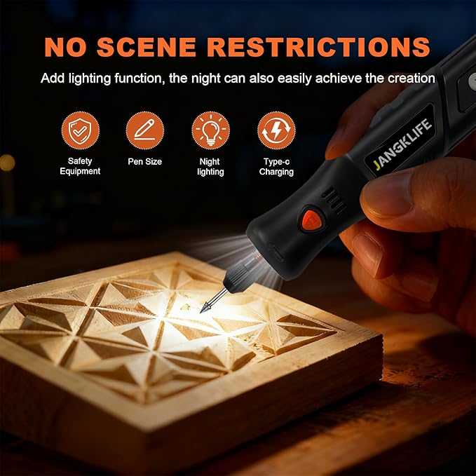 JANGKLIFE Mini Cordless Rotary Tool, 5-Speed 3.7V Rechargeable Rotary Tool Kit with 76-Piece Accessory Set, DIY Hand Tool for Sanding, Polishing, Drilling, Engraving, and 3D Printing