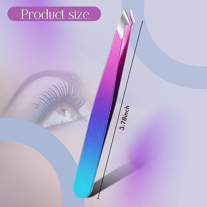 Honoson 3 Pieces Eyebrow Tweezers Stainless Steel Pointed Tip Pointed Hair Removal Tweezers Precision Splinter Plucking and Ingrown Hair Removal (Gradient)