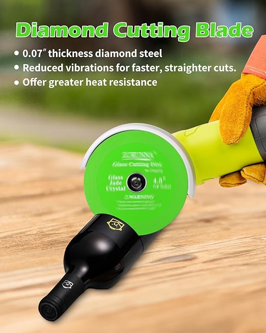 Glass Cutting Disc for 4-1/2" Angle Grinder, 5 Pack Glass Ceramic Diamond Cutting Blade Disc 7/8" (Model 115/125) for Grinding Jade, Crystal, Wine Bottles, Tile.