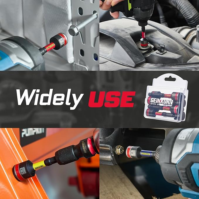 Impact Nut Driver Set, 16 Pieces 2.56?쒵ong 3/8?? Point Alloy Steel Magnetic SAE Nut Setter Set Use For Require Installing 1/4 Hex Shank Impact Driver with Portable Storage Cases