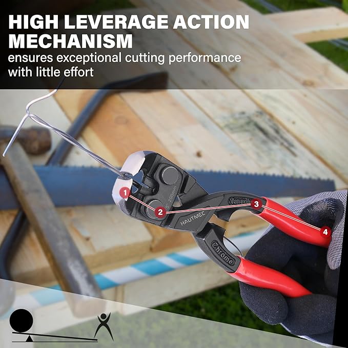 HAUTMEC 8 Inch Nail Puller Pliers Tool, High Leverage End Cutting Pliers, Nail Remover Tool with Anti-Slip Grip, CRV Steel End Cutting Nippers Tool for Pulling or Cutter Nails, Small Bolts and Wires