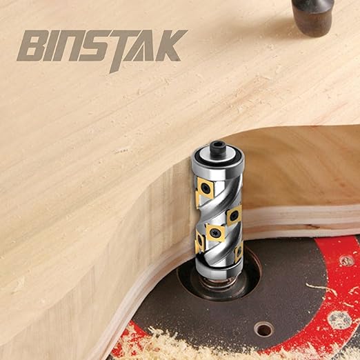 Heavy Duty Flush Trim Router Bit 1/2??Shank, 14 PCS Carbide Inserts with TiN Coating, Top and Bottom Bearing Flush-Cut Spiral CNC Router Bits for Woodworking Trimming (Double Bearing)