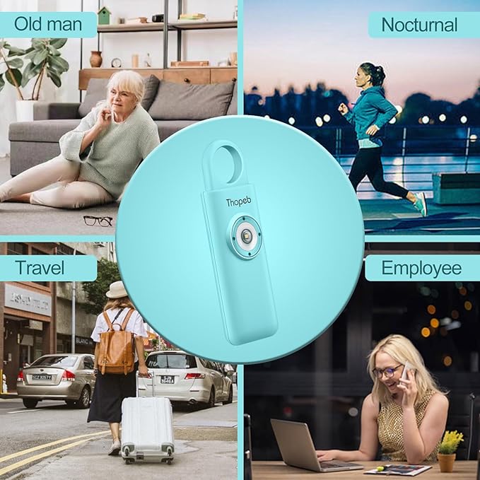 Thopeb?밫he Original Personal Safety Alarm for Women Self Defense ??Elders & Kids Self Defense Keychain Siren ??135dB Loud Siren Bird Sound ??Cute Key Chains Protection (Aqua)