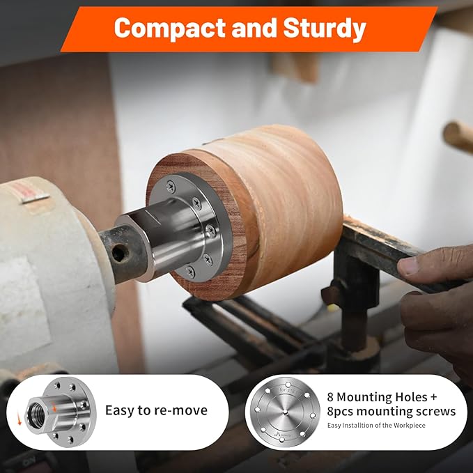 3" Steel Wood Lathe Faceplate,Faceplate for Wood Lathe,Lathe Face Plate Fit for 1" x 8TPI Spindle with Screwchuck