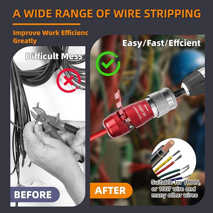 ANGELSWORD 14 AWG Wire Stripper for Drill, Wire Stripping Tool, Professional Electrician Tool, The Perfect Companion for Power Drill