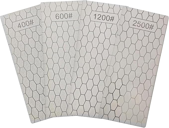 Diamond Sharpening Stone Set, 4 Pcs Diamond Lapping Plate Coarse/Medium/Fine Grit Sharpener, 400/600/1200/2500 Grit竊똏erfect Assistance Sharpener Angle Guide