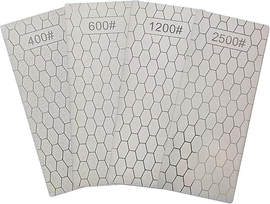 Diamond Sharpening Stone Set, 4 Pcs Diamond Lapping Plate Coarse/Medium/Fine Grit Sharpener, 400/600/1200/2500 Grit竊똏erfect Assistance Sharpener Angle Guide