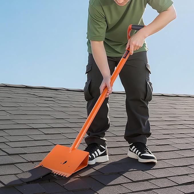 VEVOR Shingle Shovel 1 Pack, D-Grip Handle Shingle Roof Ripper, High Hardness 45# Steel & Lightweight Easy Tearing Off Roofing & Nails Tool, Ideal for Commercial and Residential Use,Orange