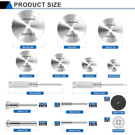 45Pcs gupawix Cutting Wheel Kit for Dremel Rotary Tools竊똃iamond Cutting Discs竊똇SS Circular Saw, Fiberglass Cut-Off Wheels with 6Pcs Mandrels Rotary Tool Accessories for Cutting Metal, Wood, Stone, PVC