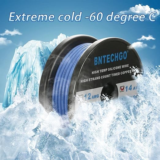 BNTECHGO 14 Gauge Silicone Wire Spool 50 ft Blue Flexible 14 AWG Stranded Tinned Copper Wire