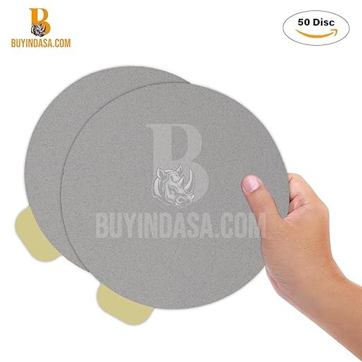 Indasa 6" 50 PCS PSA Sanding Discs ??Rhynostick 60 Grit / 50 Discs ??Self-Adhesive Sticky-Back Sandpaper for DA Sander, Automotive, Wood, Metal, Paint, Whiteline