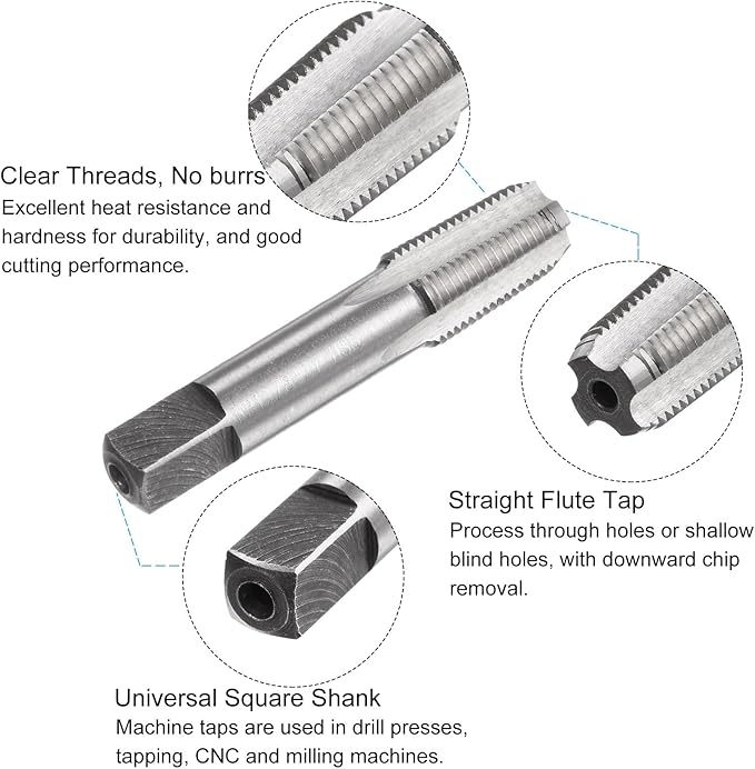uxcell Tap and Drill Bit Set, 1/8-27 NPT Thread Tap & 21/64" Black Oxide Twist Drill Bit, Straight Flute Tap Tapping Threading Repair Tool Kit