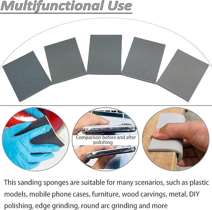 20 Pcs 3 x 4 Inch 600 Grit Sanding Sponge Set, Ultra Fine Sanding Sponges Pads, Soft Foam Hand Sander Block Wet Dry Sandpaper for Model Drywall Metal Wood Furniture Polishing (600 Grit)