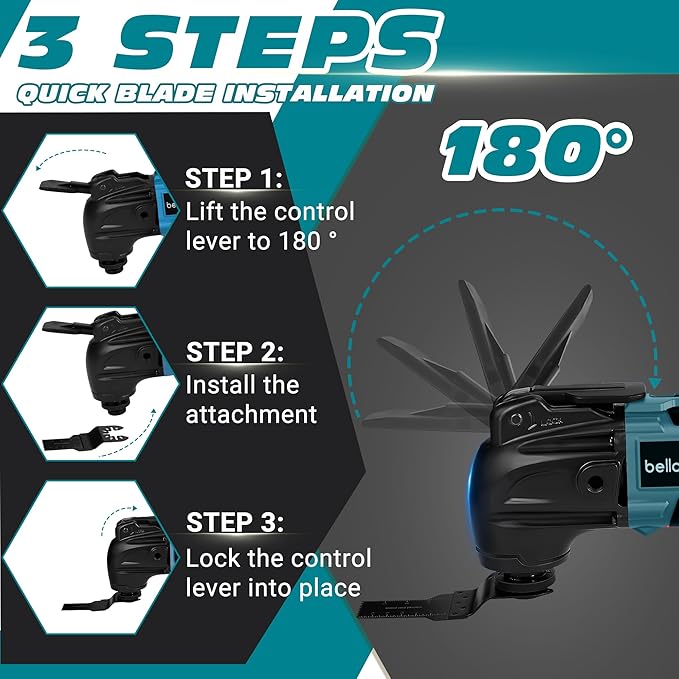 Cordless Oscillating Multi Tool Compatible with Makita 18V Battery(Battery Not Included), Cordless Oscillating Tool Brushless Motor, 6 Variable Speeds, 23-Piece Kit for Cutting, Sanding, Scraping