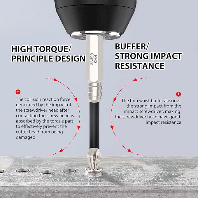 High Magnetic Screwdriver Drill Bit Set, Impact Resistant Non Slip Bit, Electric Screwdriver Set Alloy Steel for Impact Driver 25 50 65 70 90 150mm