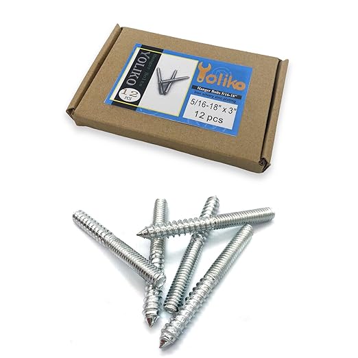 12 Pack 5/16-18 x 3 Inch Silver Hanger Bolts 5/16-18" Double Headed Bolts 5/16 Wood Dowel Screw Self-Tapping Screw Hanger Bolts for Furniture Screws Double Screw Threaded Rods Bolt 75mm Length