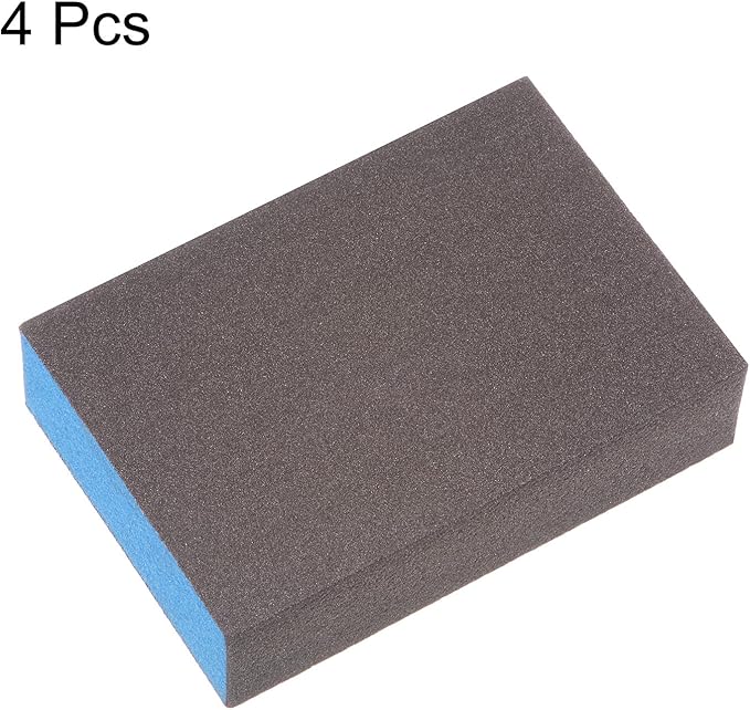 HARFINGTON 4pcs Sanding Sponge Blocks #280 (2000-2500 Grits) Wet/Dry Hand Sanding Sponges, 100x70x25mm Foam Sanding Block Pad for Polishing Kitchen Metal Wood Drywall Furniture, Brown&Blue
