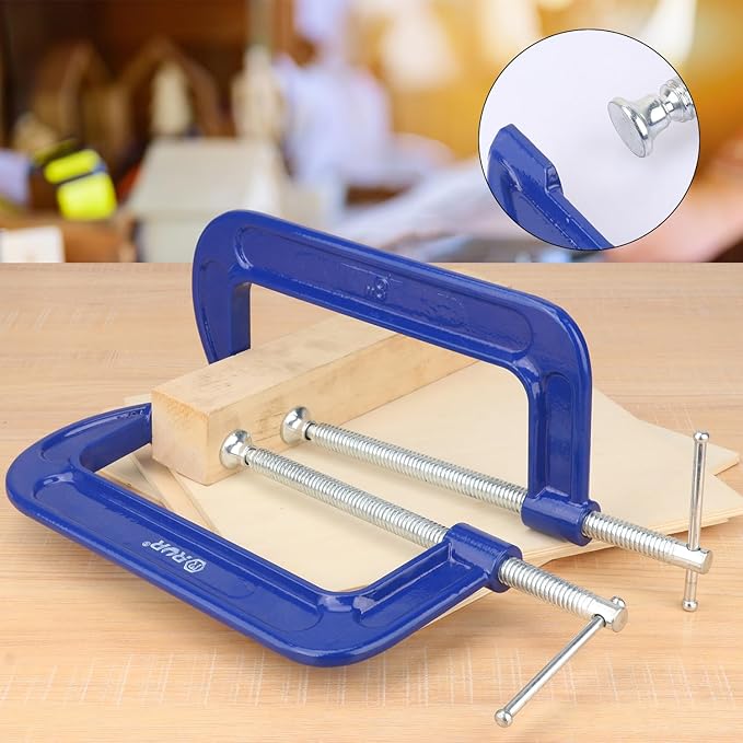 2 Pack 8 Inch Blue C-Clamp - Heavy Duty Iron C Clamps, C-Clamp for Woodworking, Brake Calipers, Maintain, Building, DIY Project