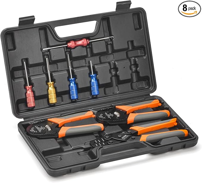 IWISS iCrimp KIT-DC02 Wire Crimping Tool Kit for Deutsch Connectors and Weather Pack Terminals with Connector Removal Tools