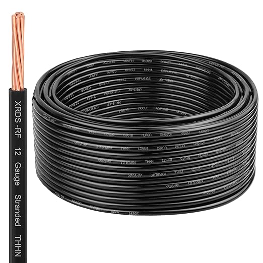 XRDS -RF 12 AWG 50FT THHN Wire ??Pure Copper Wire for Home, Garage, and Workshop Installations ??Black ??600V Rated