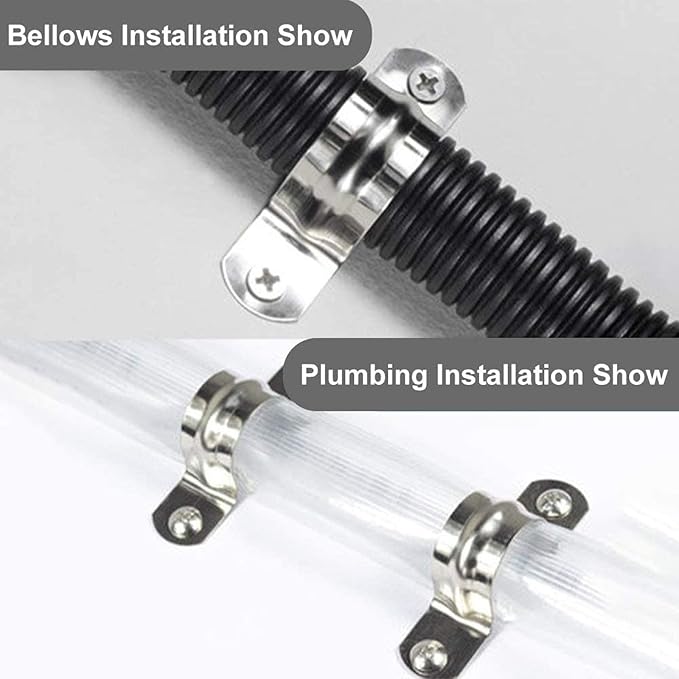 10 Pcs 2inch Rigid Pipe Strap,Two Hole Stainless Steel Strap U Bracket, Widened Tube Strap Tension Clip Assortment Kit Heavy Duty Pipe Clamp（63mm）