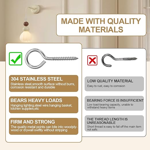20PCS 2.75 inches Screw Eyes M4 304 Stainless Steel Eye Screws, Heavy Duty Screw, Eye Hooks Screw Eye Bolts Eye Hooks Screw, Indoor & Outdoor Uses (20, M4-2.75inch)