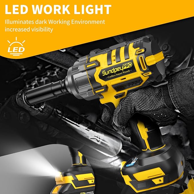 Cordless Impact Wrench 960FT-LBS - 21V Brushless Electric High Torque 1/2 Inch Impact Gun 3-Speed Max 2600RPM with 2 x 4.0Ah Batteries & 6 Sockets & Charger & for Car & DIY & Heavy Duty Use