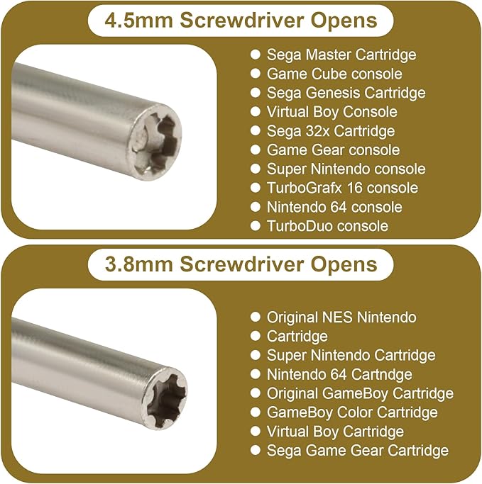 3.8mm and 4.5mm Gamebit Screwdriver Set, Security Screwdriver Bits for Opening Nintendo, Sega Consoles and Game Cartridges (Yellow)
