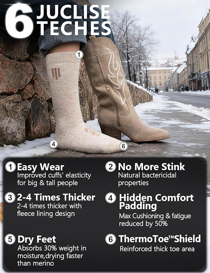 Alpaca Wool Boot Socks Men and Women, Heavyweight Thick Thermal Socks Cold Weather Hunting Hiking, Moisture Wicking