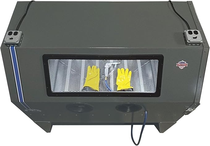Skat Blast TP Tools USA 2858FP Abrasive Sandblast Sandblasting Cabinet with HEPA Vacuum, 58"W x 28"D x 28"H Work Area, Made in USA