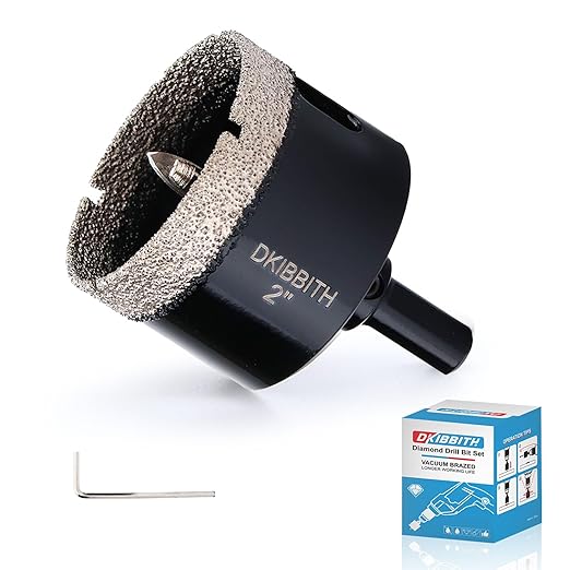 DKIBBITH 2" Diamond Hole-Saw Bits with Pilot Drill Bit - 2" Diamond Tipped Tile Hole Saws with Guiding Bit for Porcelain Tile Ceramic Pottery Granite Stone Glass Bottles 50mm.