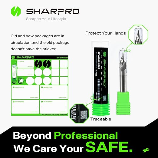SHARPRO Chamfer Router Bits V Groove O Flute Spiral Router Bit 30 Degree 1/4 Inch Shank CNC Carbide V-bit for Engraving and Chamfering Lettering, Ideal for Wood, Acrylic and PVC