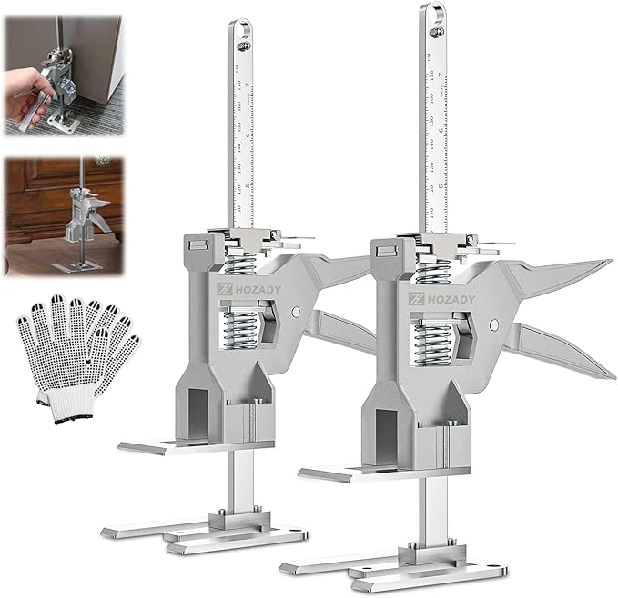 Labor Saving Arm Jack 2 Pack, 440LBS Capacity Furniture Jack with Stainless Steel Construction, 12-Inch Multi-Functional Lifting Tool & Height Adjuster for Windows, Doors, Tiles, Appliances