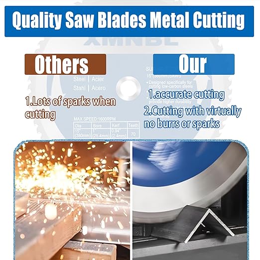 15-Inch Metal Cutting Saw Blade,Replacement for Evolution 15-Inch Metal Cutting Saw Blade,Compatible with Evolution S380CPS EVOSAW380 Saw,15 x 70 Teeth,1-Inch Center,3 Warranty