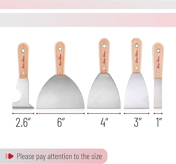 Bates- Paint Scraper, 5 Pc Scraper Tool, Putty Knife Set, Putty Knife, Painting Tools, 5 in 1 Tool, Spackle Knife, Wallpaper Scraper, Painters Tool, Crown Molding Tool, Paint Remover for Wood, Scraper