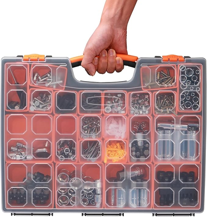 EMENTOL 3PCS Multi-Purpose Portable Organizer Box Set with 72-Removable Compartments, 3 Pieces Professional Boxes with Dimension 16.2"L*13"W*2.3"H