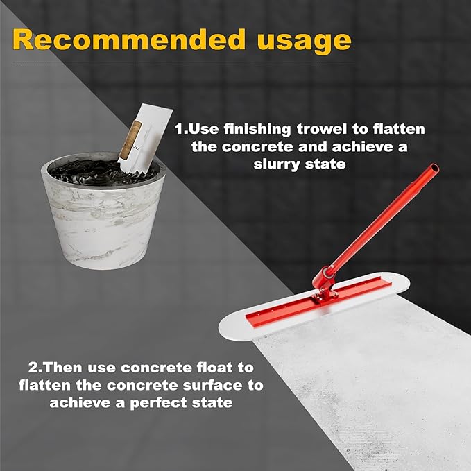 Bull Float Concrete Tools節?8?쇺쇒?2?쇺?Stainless Steel Concrete Float with 4 Combinable Handles節쏞oncrete Bull Float with Trowel節쏞oncrete Bull Float Kit for Concrete Finishing