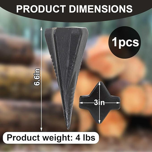1 Pcs 4 Lbs Wood Splitting Wedges Manual Log Splitter Wedge 4-Direction Diamond Design Forged Steel Tool for Easy Wood Splitting Splits Firewood into 4 Pieces Less Effort