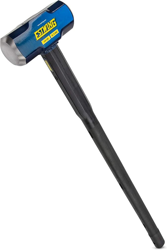 Estwing 14-Pound Hard Face Sledge Hammer for Demolition/Stake Driving, 50-55 HRC, Locked Steel Head, 36-Inch Indestructible Handle with Vulcanized Rubber Overlay, Reinforced Lanyard Hole