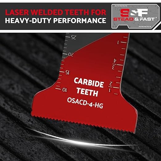 S&F STEAD & FAST Oscillating Tool Blade Carbide, Multitool Blades Industrial-Strength, Universal Fit for Quick Release, Oscillating Saw Blades for Hard Metal, Nails, Screws, Bolts, 4-Pack