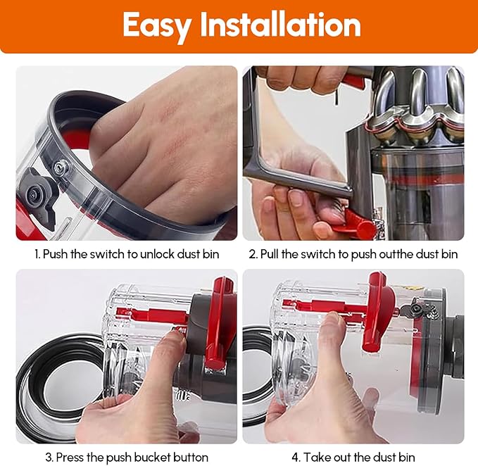 Dust Bin Replacement Parts for Dyson,For V12 SV18 SV20 Detect Slim,Digital Slim Vacuum Cleaner Canister Bin Accessories Part